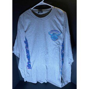 Laughlin River Run Double Sided Long Sleeve Shirt Mens 2XL AOP Blue Flames